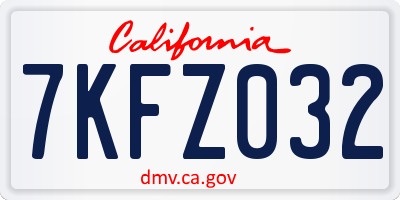 CA license plate 7KFZ032