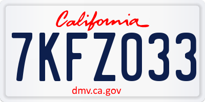 CA license plate 7KFZ033
