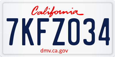 CA license plate 7KFZ034