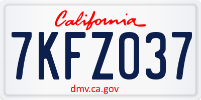 CA license plate 7KFZ037