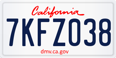 CA license plate 7KFZ038