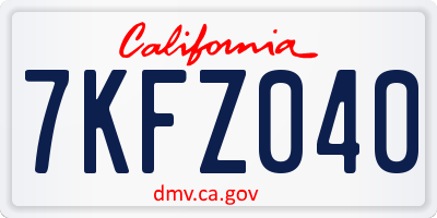 CA license plate 7KFZ040