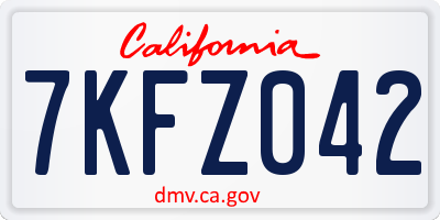 CA license plate 7KFZ042