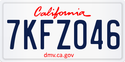 CA license plate 7KFZ046