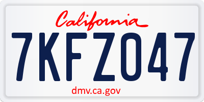 CA license plate 7KFZ047