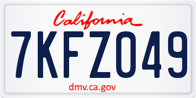 CA license plate 7KFZ049
