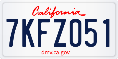 CA license plate 7KFZ051