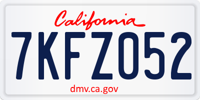 CA license plate 7KFZ052
