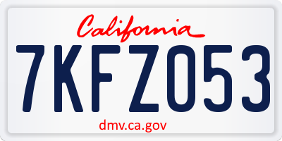 CA license plate 7KFZ053