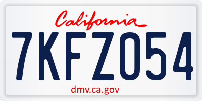 CA license plate 7KFZ054