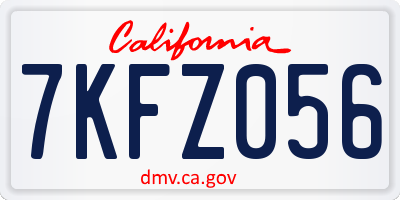 CA license plate 7KFZ056