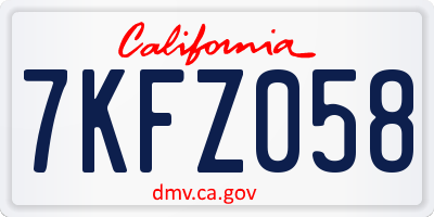 CA license plate 7KFZ058