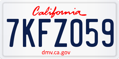 CA license plate 7KFZ059