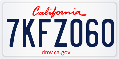 CA license plate 7KFZ060