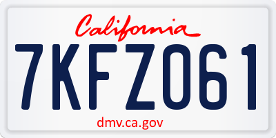 CA license plate 7KFZ061