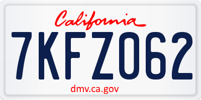 CA license plate 7KFZ062