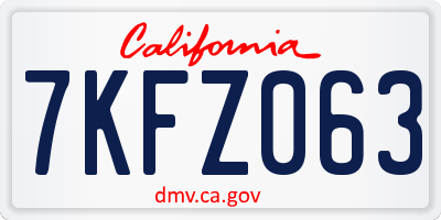 CA license plate 7KFZ063