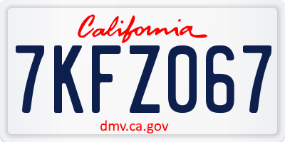 CA license plate 7KFZ067