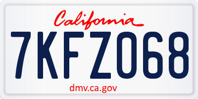 CA license plate 7KFZ068