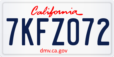 CA license plate 7KFZ072