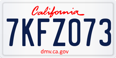 CA license plate 7KFZ073