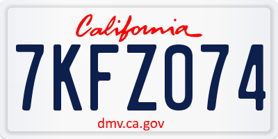 CA license plate 7KFZ074