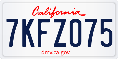 CA license plate 7KFZ075