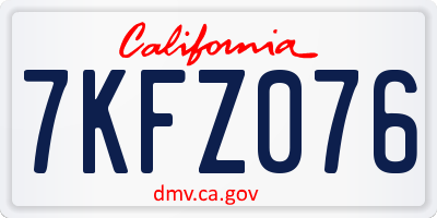 CA license plate 7KFZ076
