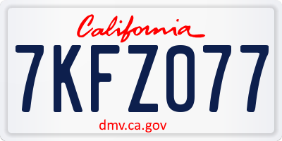 CA license plate 7KFZ077