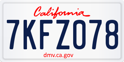 CA license plate 7KFZ078