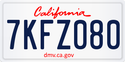 CA license plate 7KFZ080