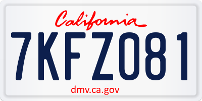 CA license plate 7KFZ081