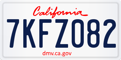 CA license plate 7KFZ082