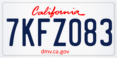 CA license plate 7KFZ083