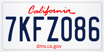 CA license plate 7KFZ086