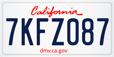 CA license plate 7KFZ087