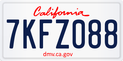 CA license plate 7KFZ088