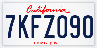 CA license plate 7KFZ090