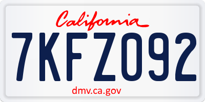 CA license plate 7KFZ092
