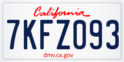CA license plate 7KFZ093