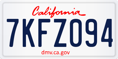 CA license plate 7KFZ094