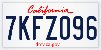 CA license plate 7KFZ096