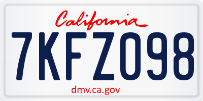 CA license plate 7KFZ098