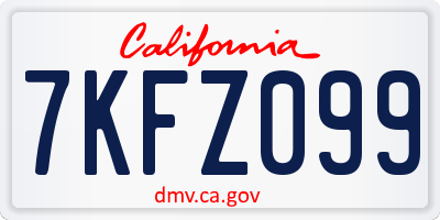 CA license plate 7KFZ099