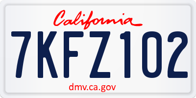 CA license plate 7KFZ102