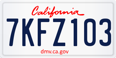 CA license plate 7KFZ103