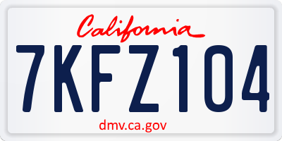CA license plate 7KFZ104