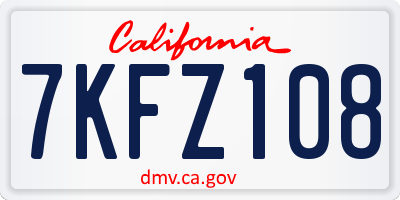 CA license plate 7KFZ108