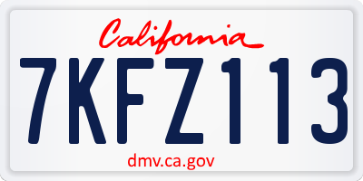 CA license plate 7KFZ113