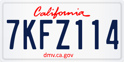 CA license plate 7KFZ114